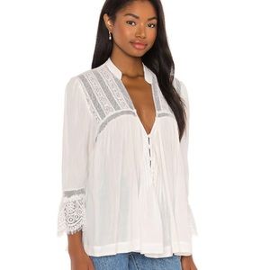 Free People Esme Lace Trim Blouse